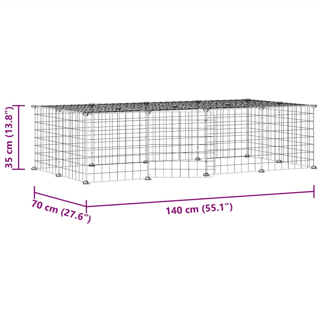 Gabbia per Animali 20 Pannelli con Porta Nera 35x35 cm Acciaio