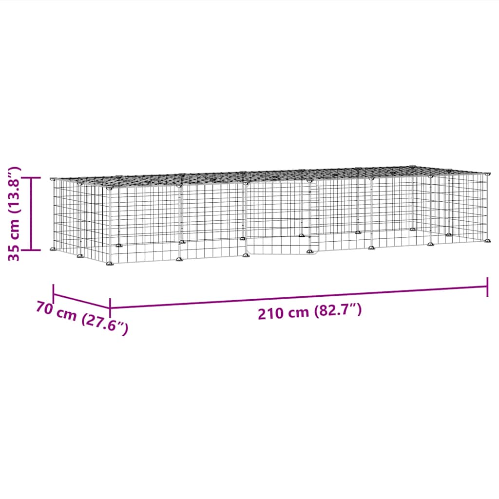 Animal Cage 28 Panels with Black Door 35x35 cm Steel