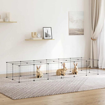 Animal Cage 28 Panels with Black Door 35x35 cm Steel