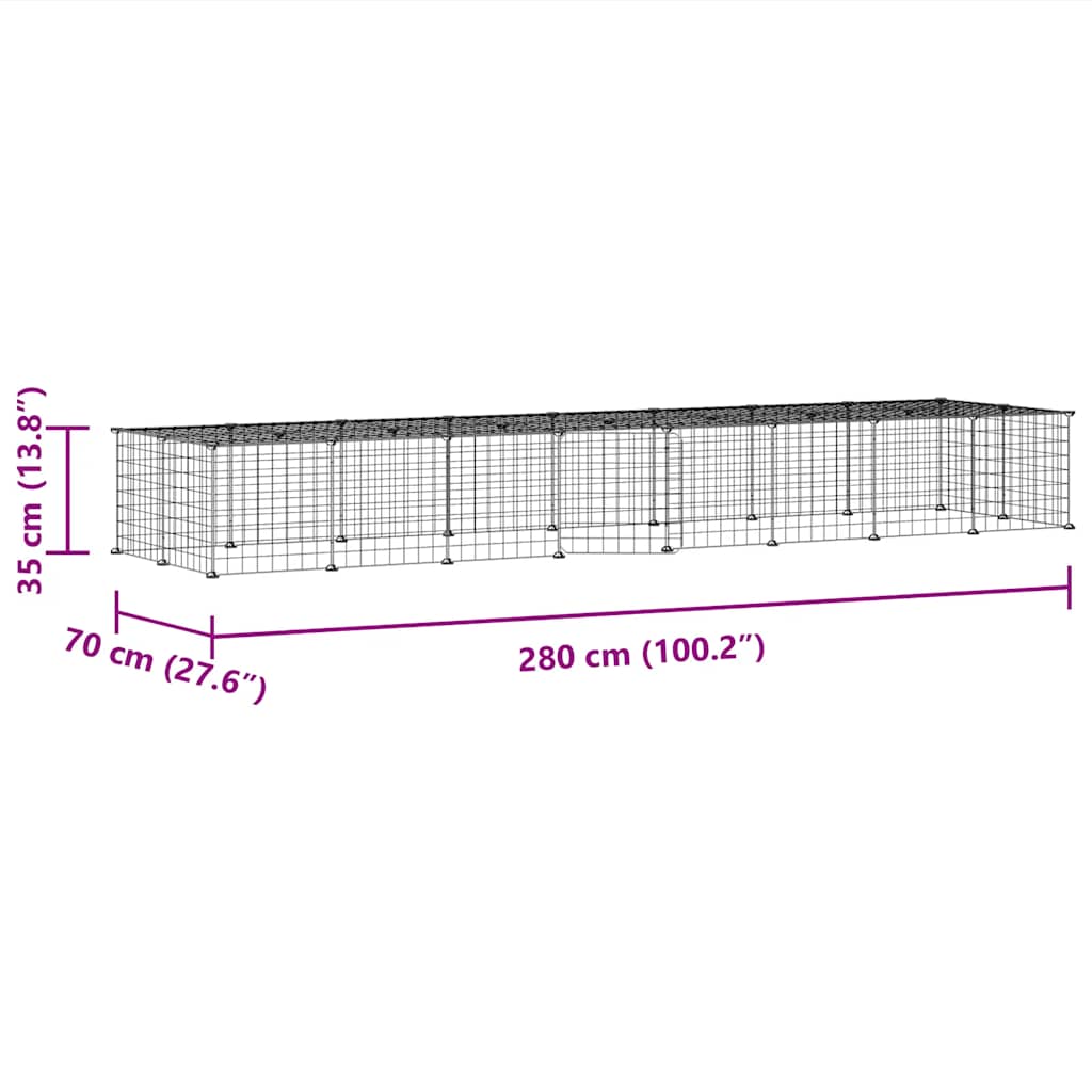 Animal Cage 36 Panels with Black Door 35x35 cm Steel