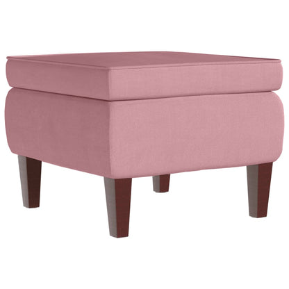 Rocking Armchair with Wooden Legs and Pink Velvet Footrest