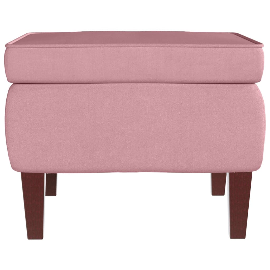 Rocking Armchair with Wooden Legs and Pink Velvet Footrest