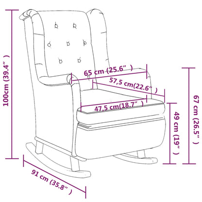 Poltrona con Gambe a Dondolo e Sgabello Grigio Scuro in Tessuto