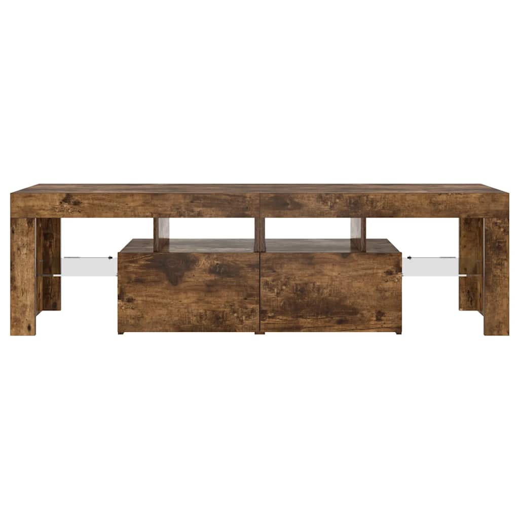 Mobile Porta TV con Luci LED Rovere Fumo 60x38,5x48 cm