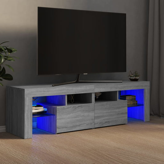 TV stand with sonoma gray LED lights 140x36.5x40 cm