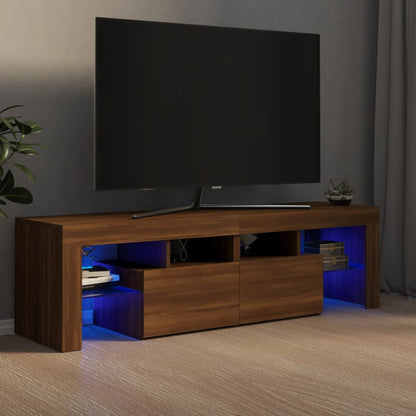 Mobile Porta TV con Luci LED Rovere Marrone 140x36,5x40 cm