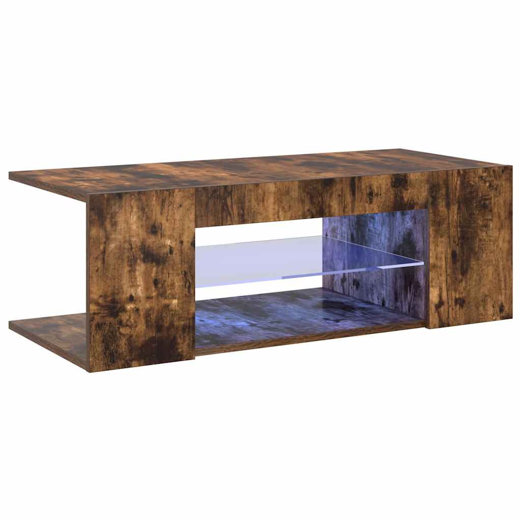 Mobile Porta TV con Luci LED Rovere Fumo 90x39x30 cm