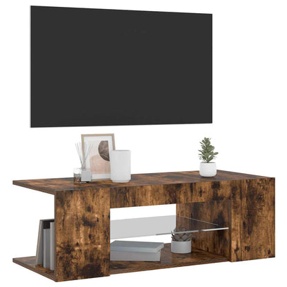 Mobile Porta TV con Luci LED Rovere Fumo 90x39x30 cm