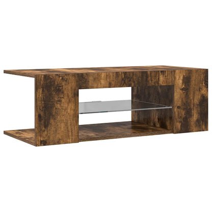 Mobile Porta TV con Luci LED Rovere Fumo 90x39x30 cm