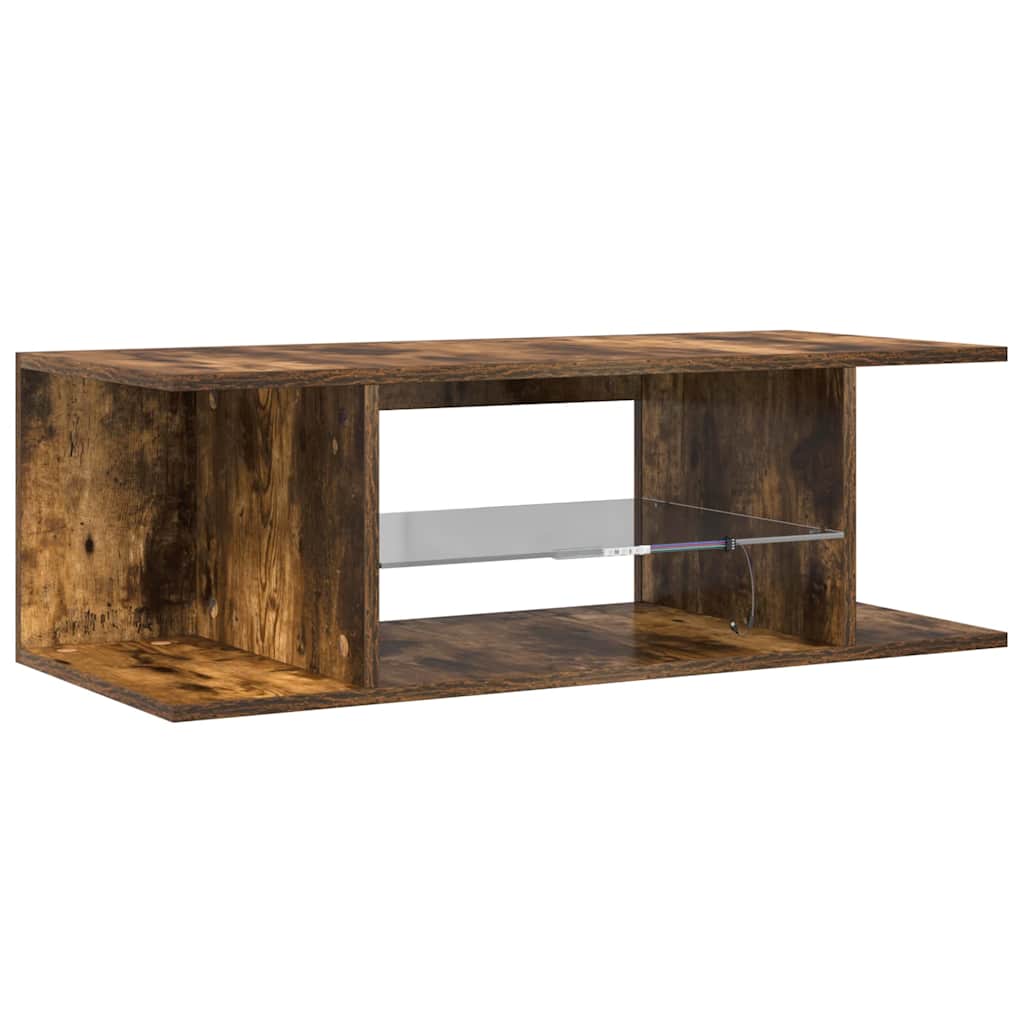 Mobile Porta TV con Luci LED Rovere Fumo 90x39x30 cm