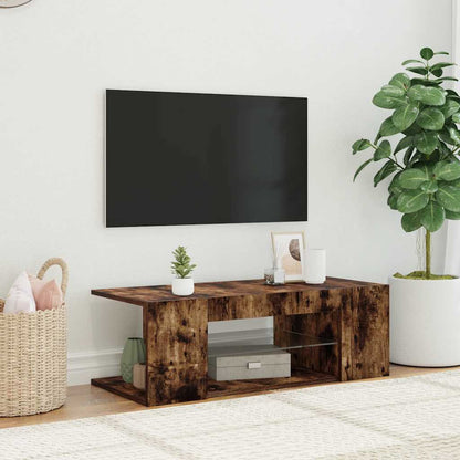 Mobile Porta TV con Luci LED Rovere Fumo 90x39x30 cm