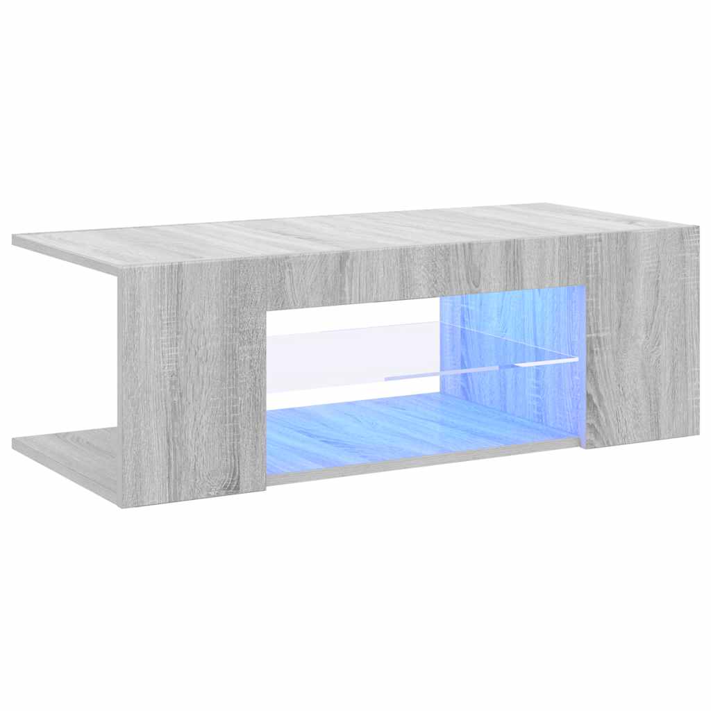 Mobile Porta TV con Luci LED Grigio Sonoma 90x39x30 cm
