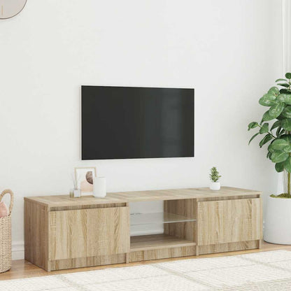 Mobile Porta TV con Luci LED Rovere Fumo 140x40x36 cm