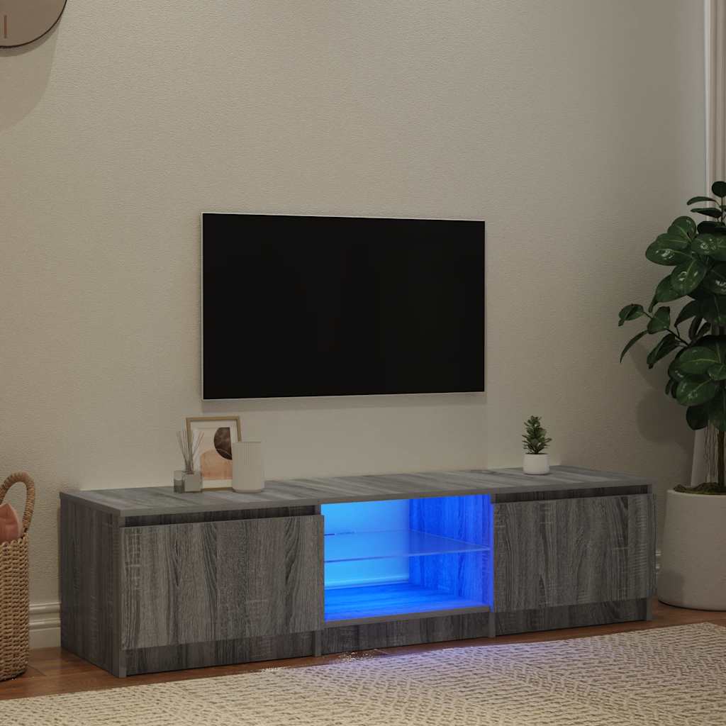 Mobile Porta TV con Luci LED Grigio Sonoma 140x40x36 cm