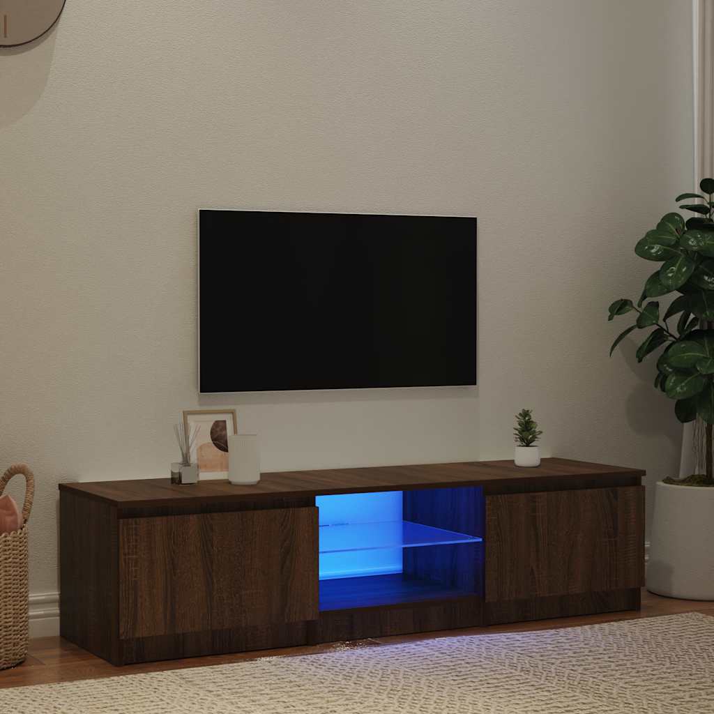 Mobile Porta TV con Luci LED rovere marrone 140x40x36 cm