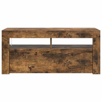 Mobile Porta TV con Luci LED Rovere Fumo 90x35x40 cm