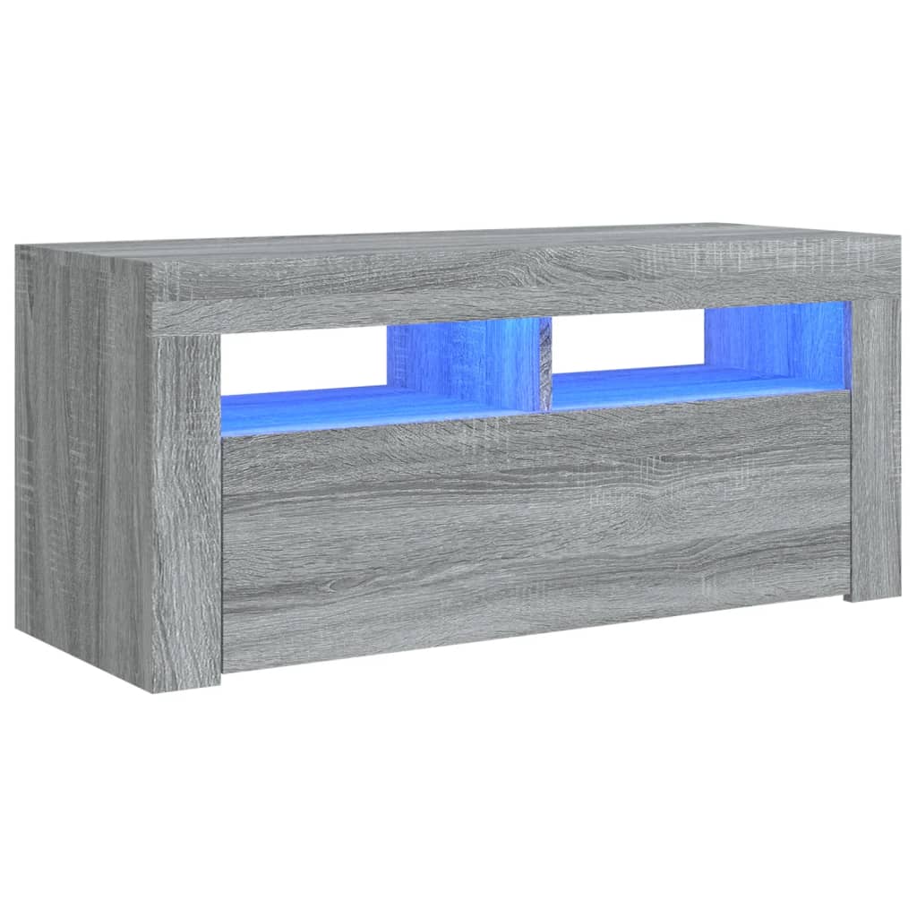 TV Cabinet with Sonoma Gray LED Lights 90x35x40 cm