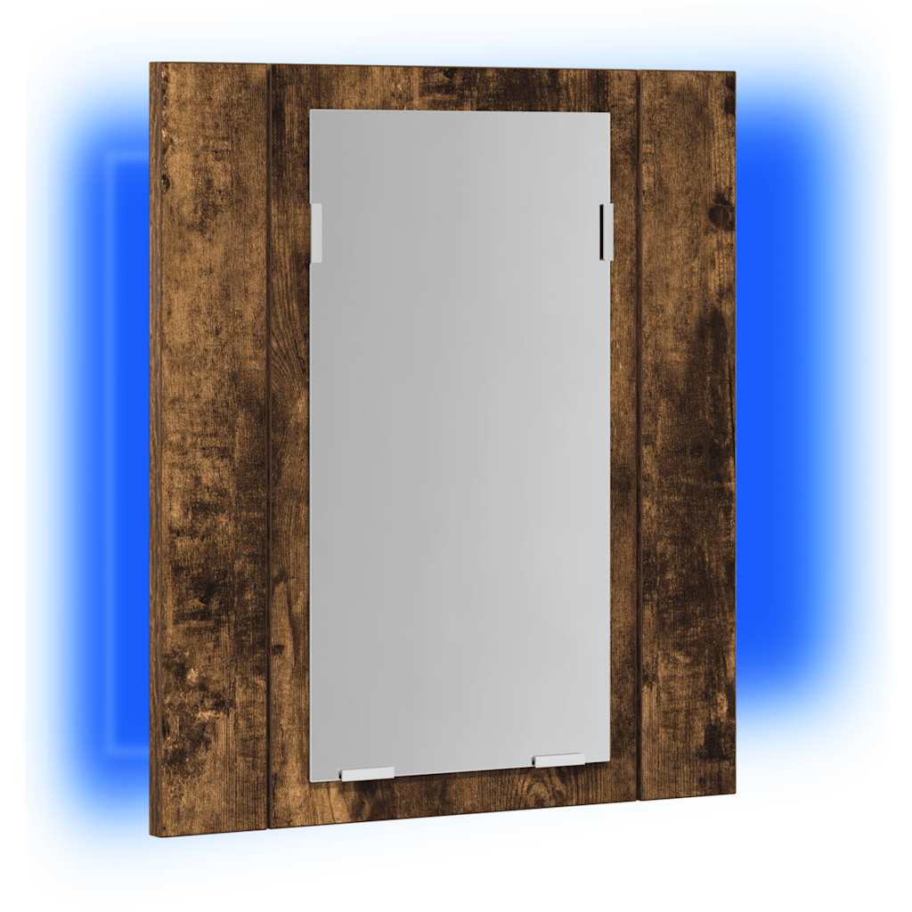 Mobile Bagno Specchio LED Rovere Fumo 40x12x45cm Multistrato