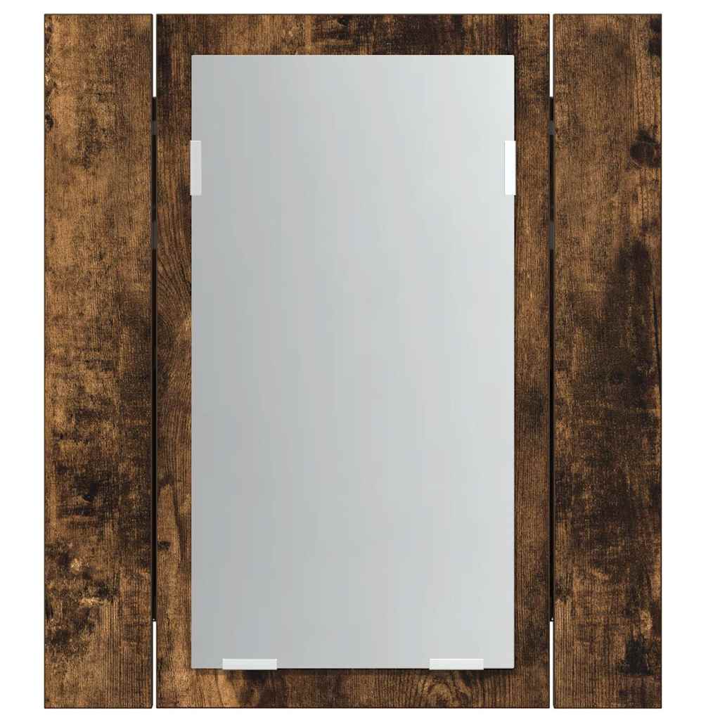 Mobile Bagno Specchio LED Rovere Fumo 40x12x45cm Multistrato | homemem39