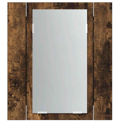Mobile Bagno Specchio LED Rovere Fumo 40x12x45cm Multistrato