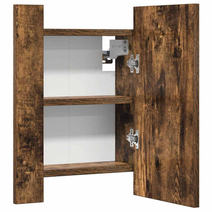 Mobile Bagno Specchio LED Rovere Fumo 40x12x45cm Multistrato
