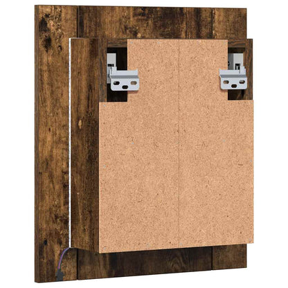 Mobile Bagno Specchio LED Rovere Fumo 40x12x45cm Multistrato