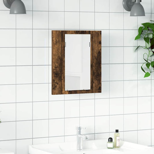 Mobile Bagno Specchio LED Rovere Fumo 40x12x45cm Multistrato | homemem39