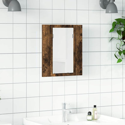 Mobile Bagno Specchio LED Rovere Fumo 40x12x45cm Multistrato