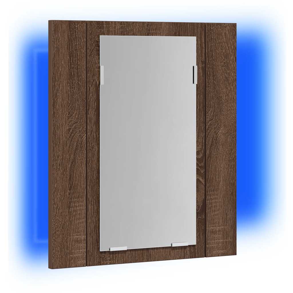 Mobile Bagno Specchio LED Rovere Marrone 40x12x45cm Multistrato