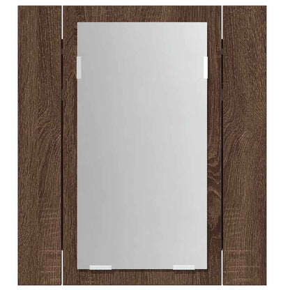 Mobile Bagno Specchio LED Rovere Marrone 40x12x45cm Multistrato