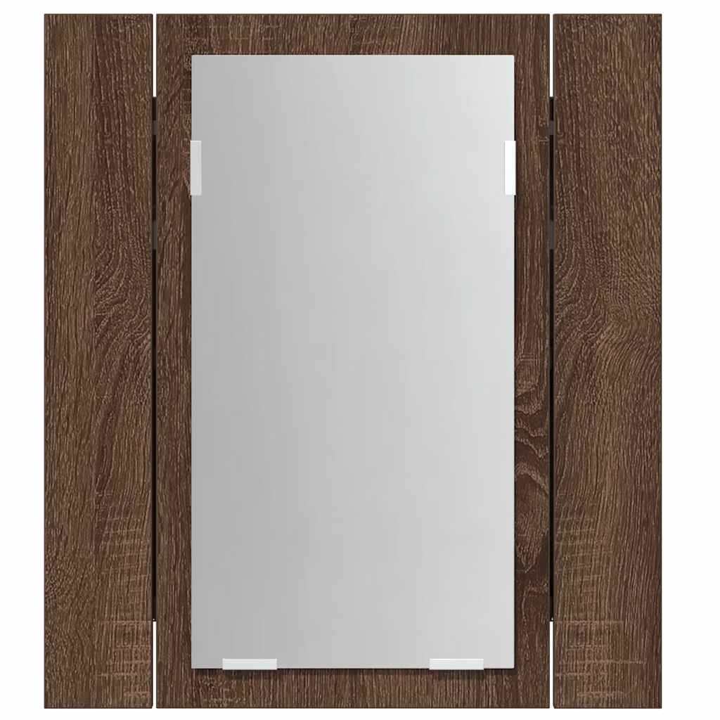 Mobile Bagno Specchio LED Rovere Marrone 40x12x45cm Multistrato