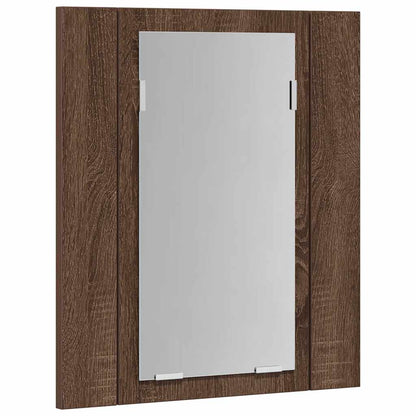 Mobile Bagno Specchio LED Rovere Marrone 40x12x45cm Multistrato