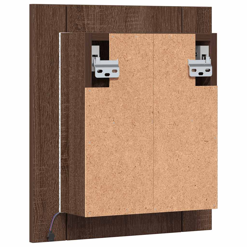 Mobile Bagno Specchio LED Rovere Marrone 40x12x45cm Multistrato