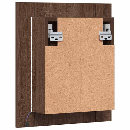 Mobile Bagno Specchio LED Rovere Marrone 40x12x45cm Multistrato