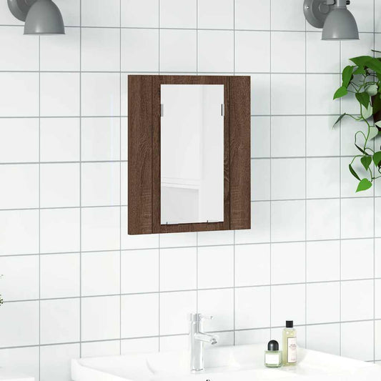 Mobile Bagno Specchio LED Rovere Marrone 40x12x45cm Multistrato - homemem39