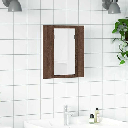 Mobile Bagno Specchio LED Rovere Marrone 40x12x45cm Multistrato