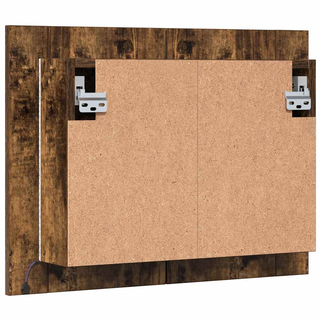 Mobile a Specchio LED Rovere Fumo 60x12x45 cm Legno Multistrato