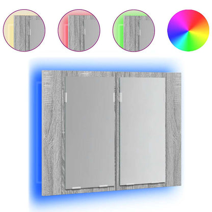 Mobile Specchio LED Grigio Sonoma 60x12x45cm Legno Multistrato