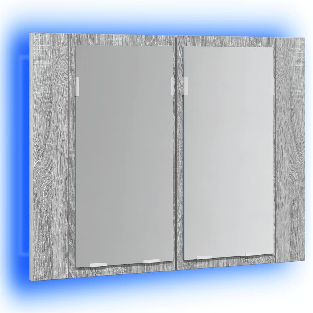 Mobile Specchio LED Grigio Sonoma 60x12x45cm Legno Multistrato