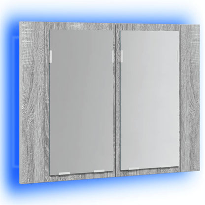 Mobile Specchio LED Grigio Sonoma 60x12x45cm Legno Multistrato