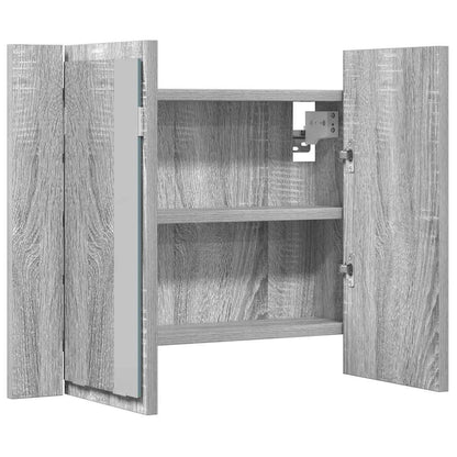 Mobile Specchio LED Grigio Sonoma 60x12x45cm Legno Multistrato