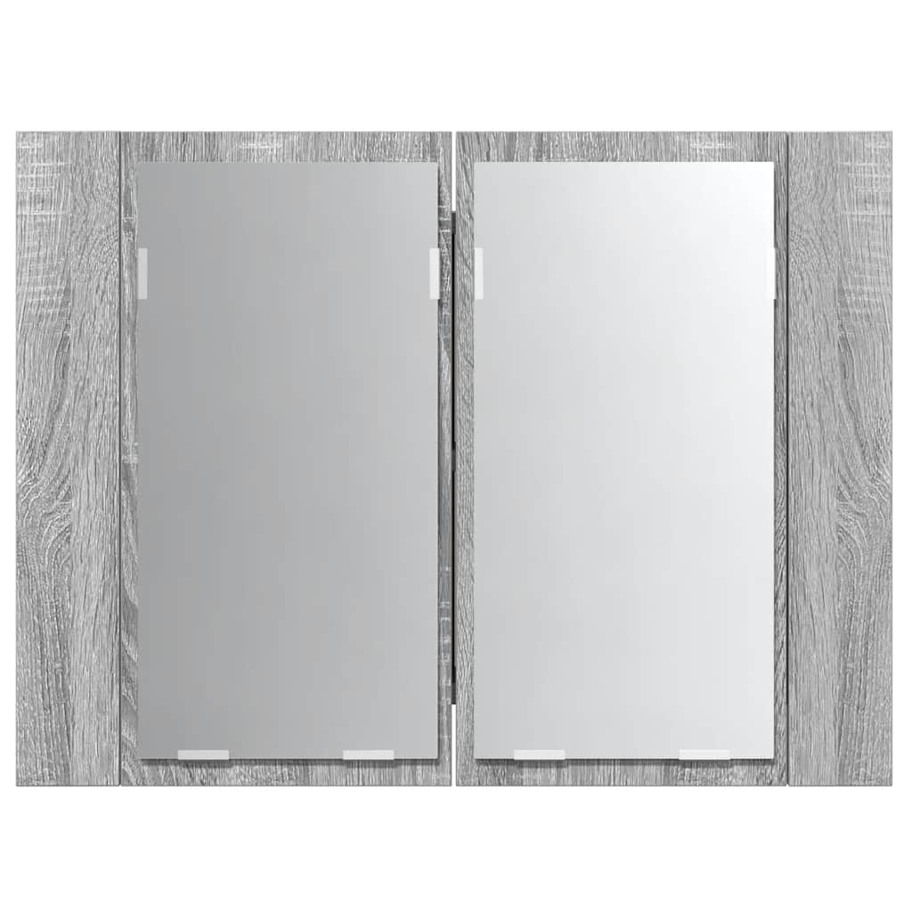 Mobile Specchio LED Grigio Sonoma 60x12x45cm Legno Multistrato