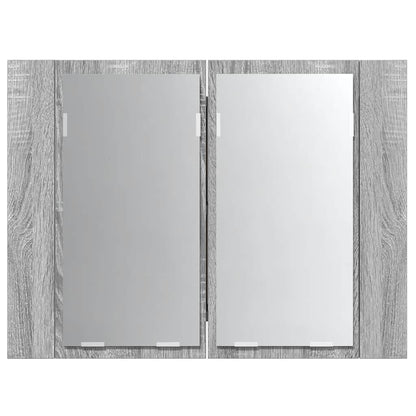 Mobile Specchio LED Grigio Sonoma 60x12x45cm Legno Multistrato