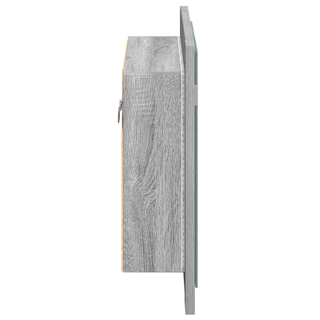 Mobile Specchio LED Grigio Sonoma 60x12x45cm Legno Multistrato