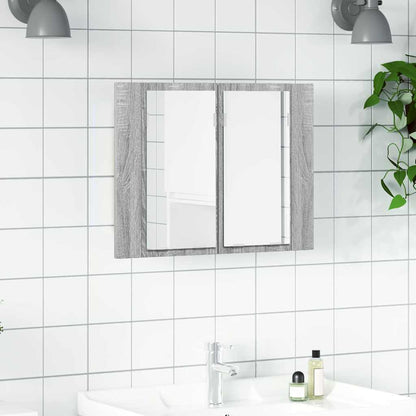 Mobile Specchio LED Grigio Sonoma 60x12x45cm Legno Multistrato