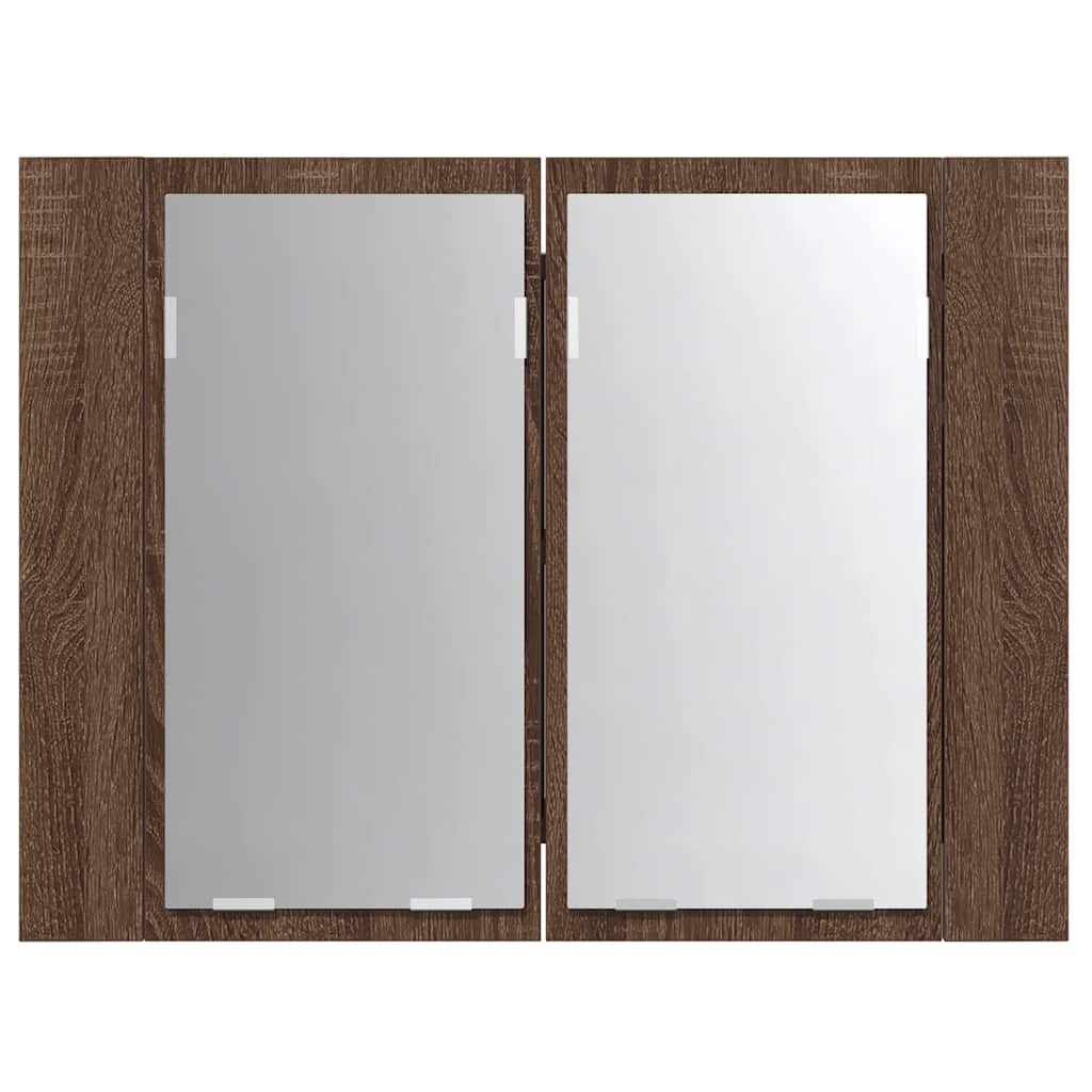 Mobile Specchio LED Rovere Marrone 60x12x45cm Legno Multistrato