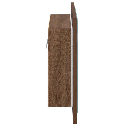 Mobile Specchio LED Rovere Marrone 60x12x45cm Legno Multistrato