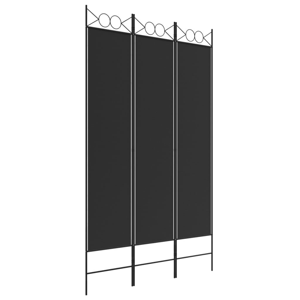 Divisorio a 3 Pannelli Nero 120x200 cm in Tessuto - homemem39