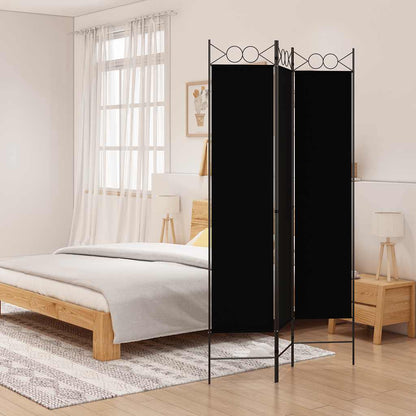 Divisorio a 3 Pannelli Nero 120x200 cm in Tessuto | homemem39