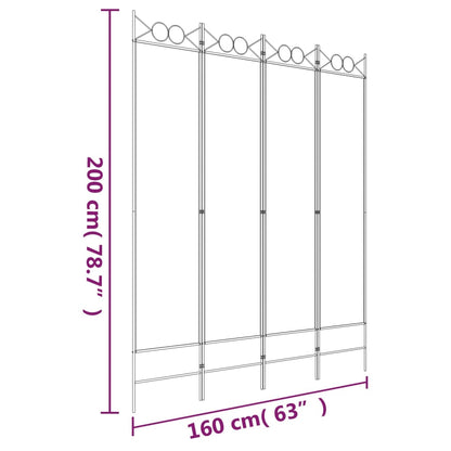 Divisorio a 4 Pannelli Bianco 160x200 cm Tessuto - homemem39